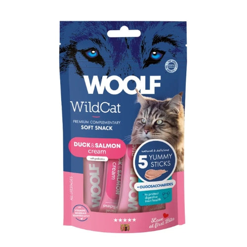 Woolf Wildcat Crema Pato, Salmón y Oligosacáridos 70gr (5x14gr)